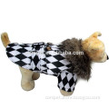 Dog Clothes Checkerboard Black & White Fashional Bamboo Hat Dog Overcoat
